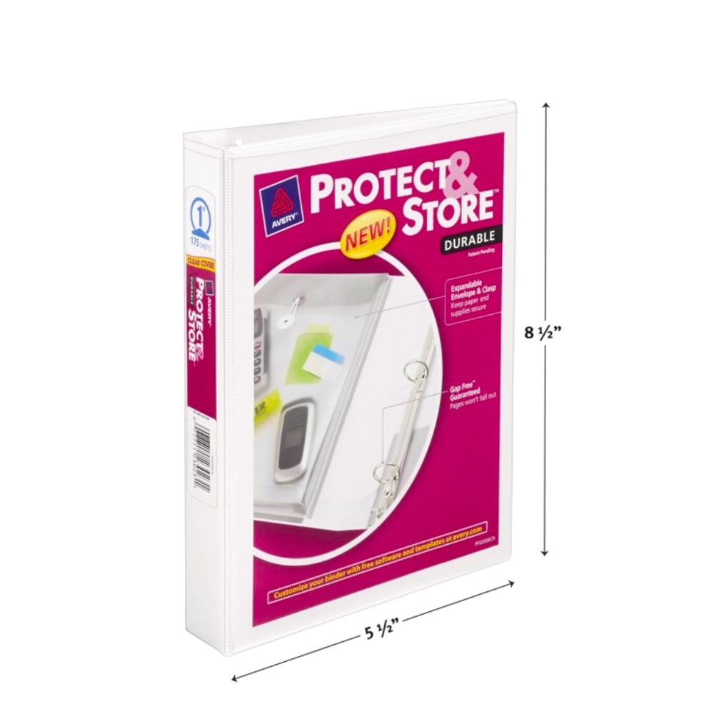 Avery Mini Durable View Protect & Store Binder, 1"Round Rings,175-Sheet Capacity
